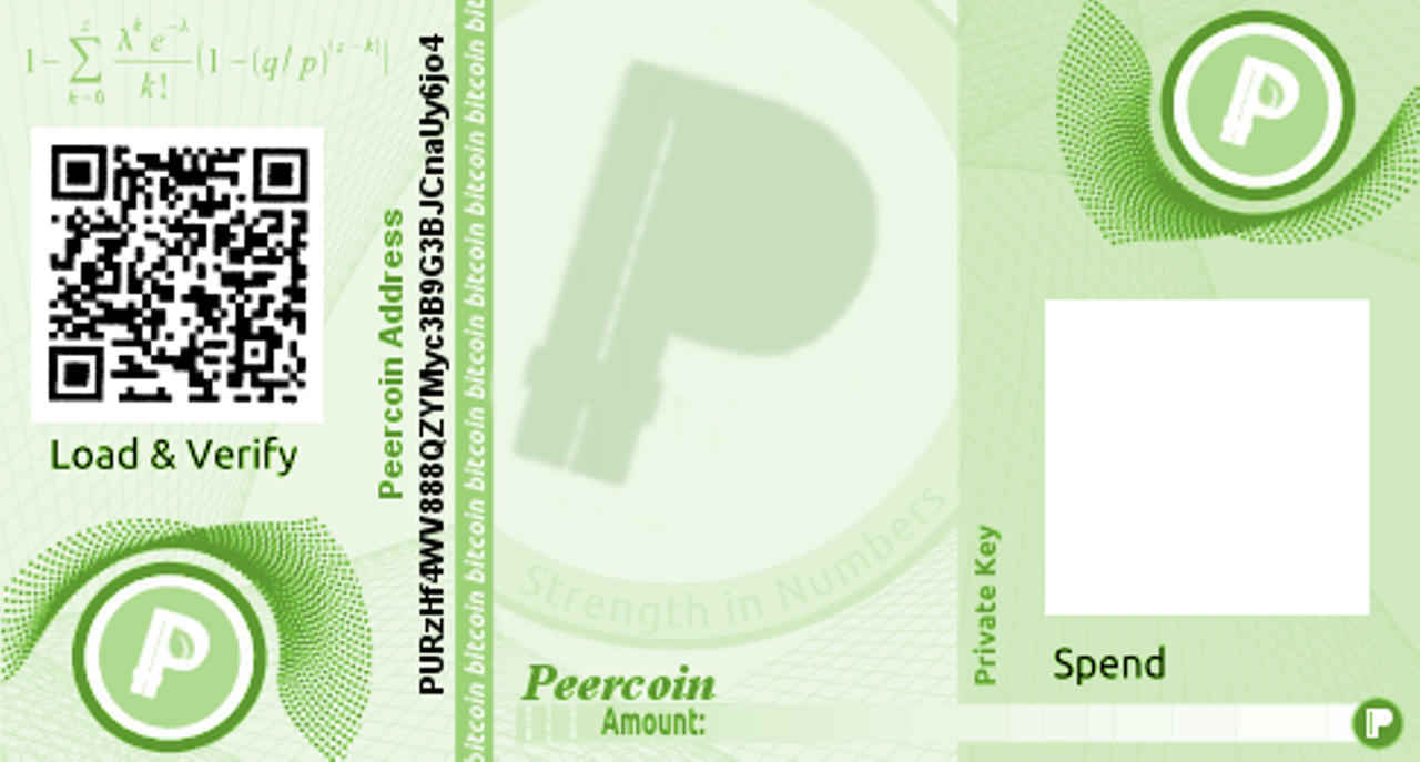 Peercoin paper wallet cover