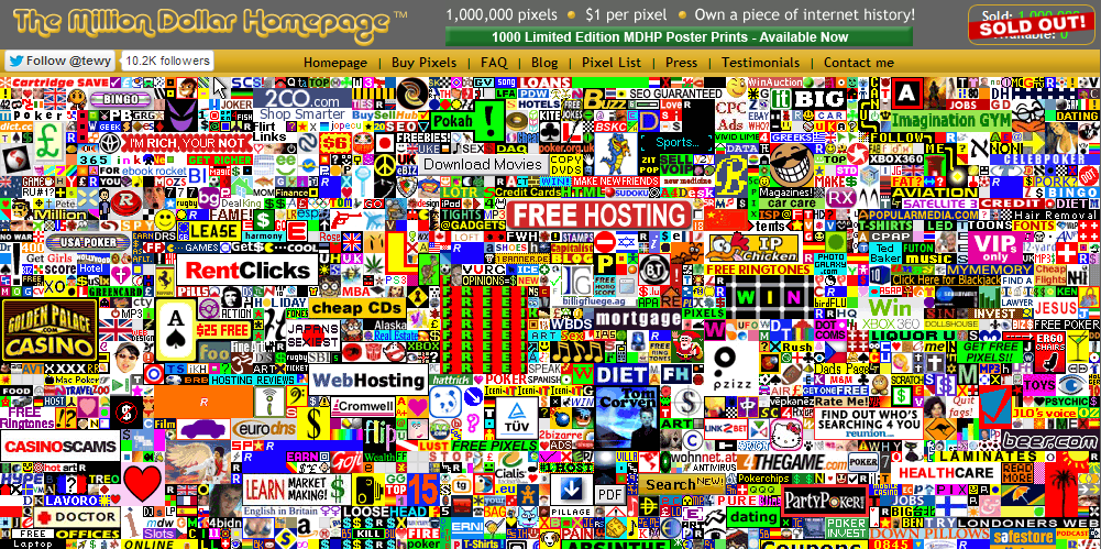 the million dollar homepage