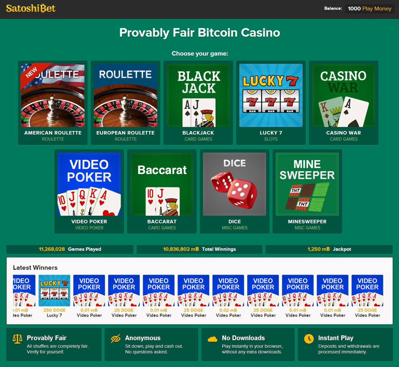 Satoshi Bet Bitcoin Casino Cover